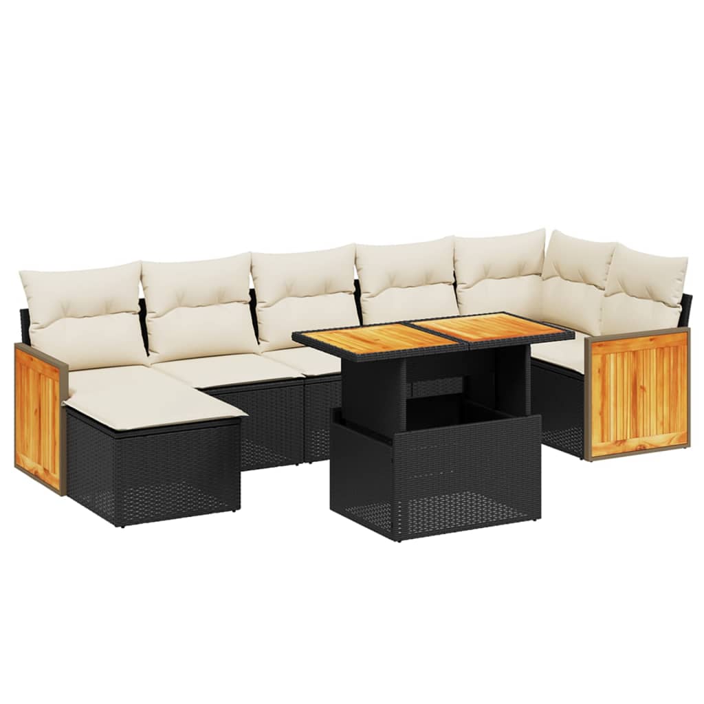 Set Divani da Giardino con Cuscini 8 pz Nero in Polyrattan - immagine 2