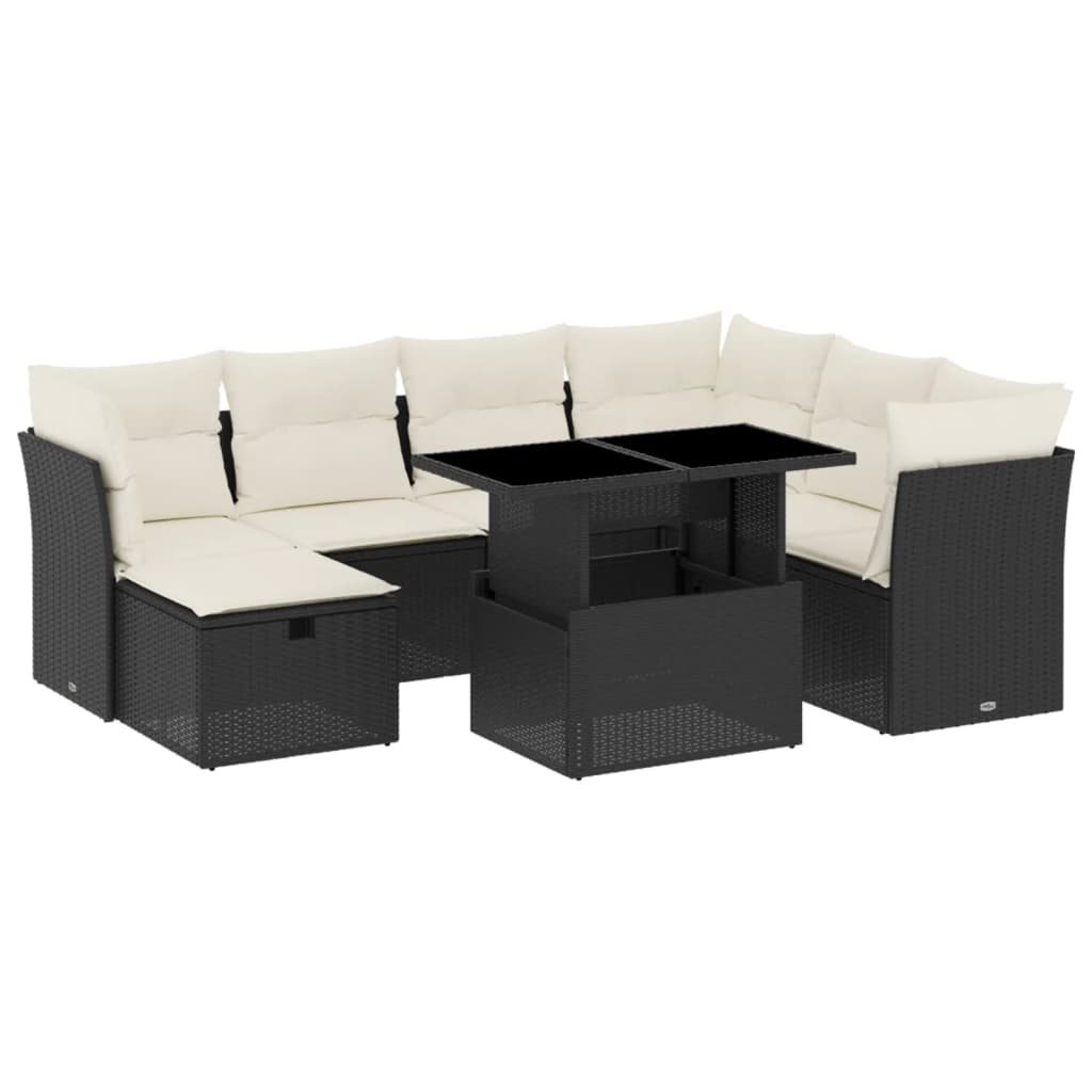 Set Divani da Giardino con Cuscini 8 pz Nero in Polyrattan - immagine 2