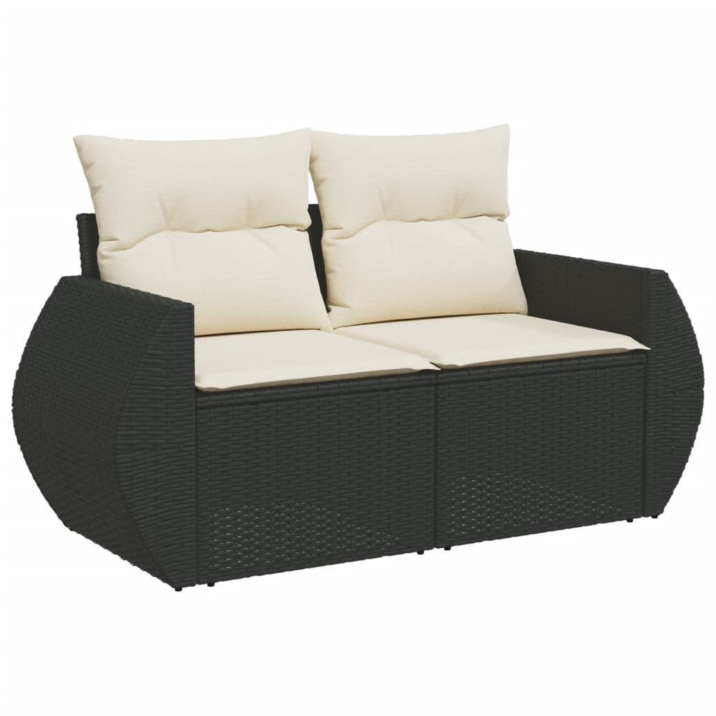 Set Divano da Giardino 6 pz con Cuscini Nero in Polyrattan - immagine 3