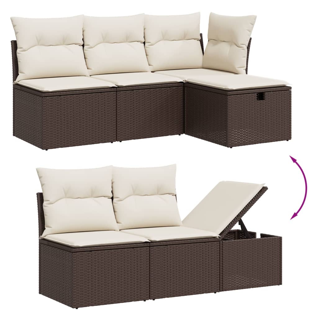 Set Divano da Giardino 6 pz con Cuscini Marrone in Polyrattan - immagine 6