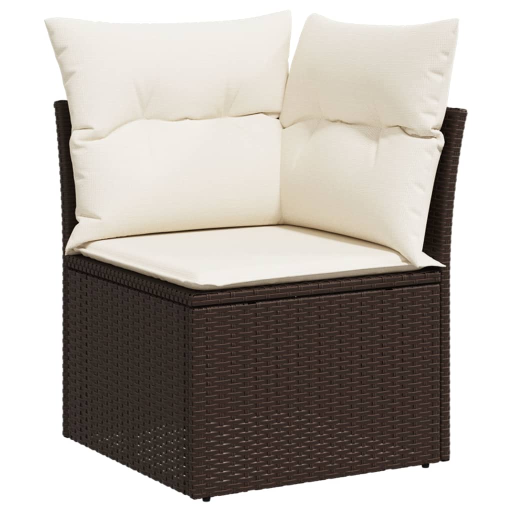 Set Divani da Giardino 7 pz con Cuscini Marrone in Polyrattan - immagine 4