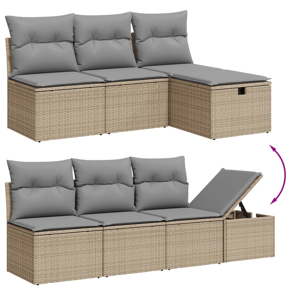 Set Divani da Giardino 9 pz con Cuscini Nero in Polyrattan - immagine 7