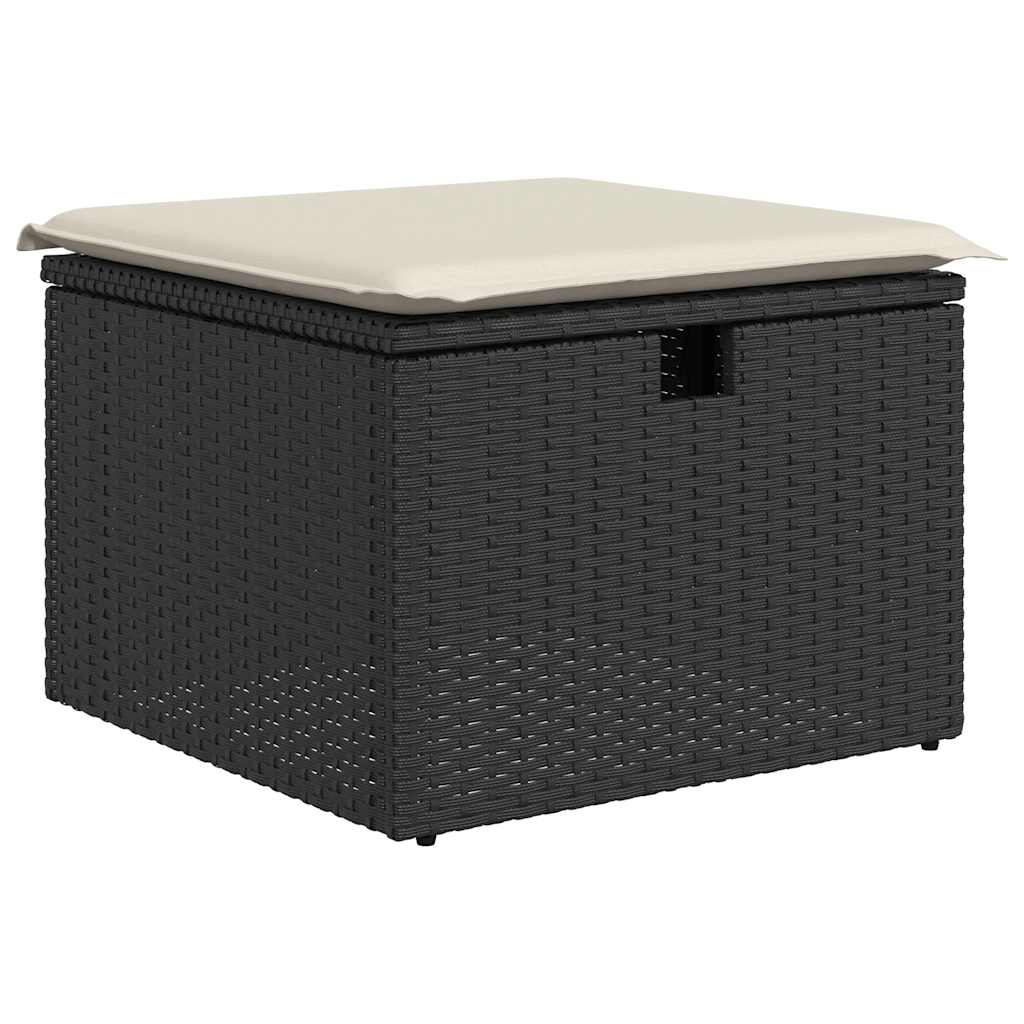 Set Divano da Giardino 6 pz con Cuscini Nero Polyrattan Acacia - immagine 5