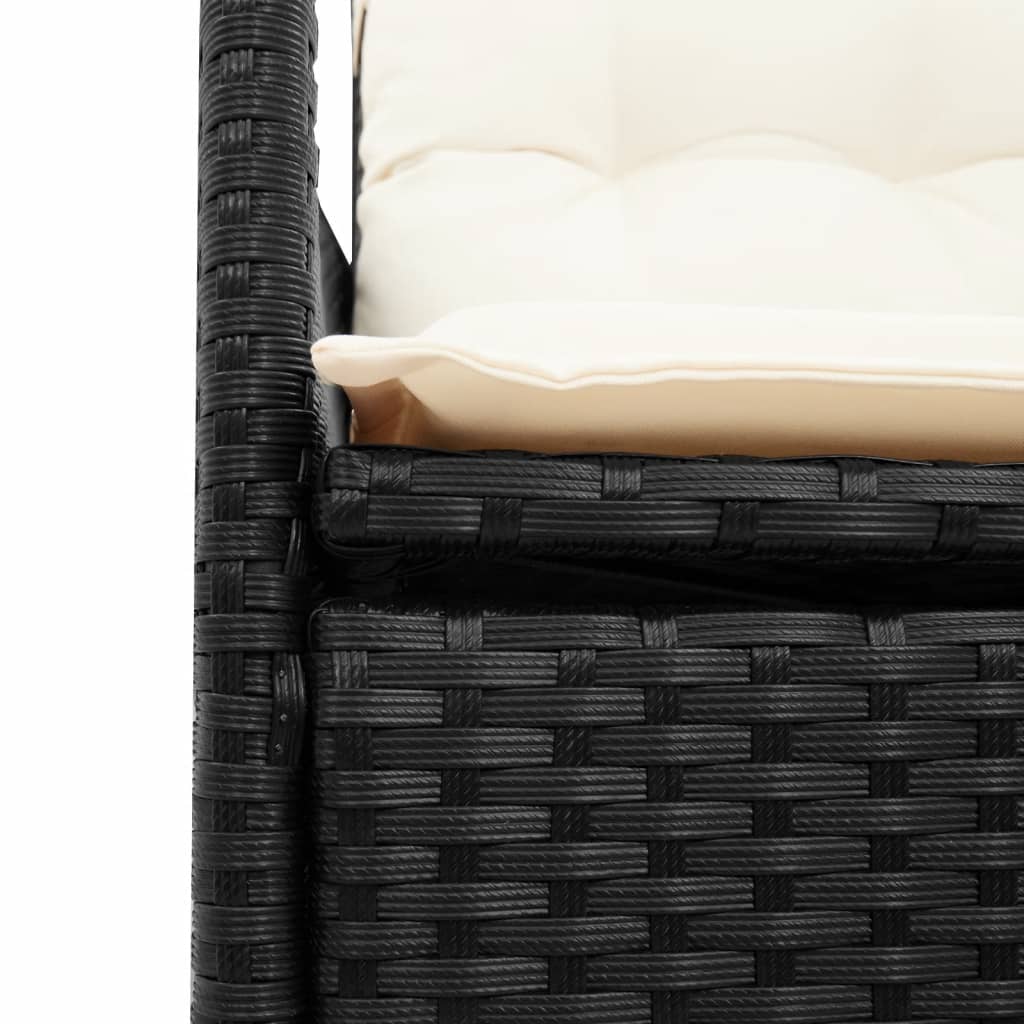 Set da Pranzo da Giardino 5 pz Nero con Cuscini in Polyrattan - immagine 4