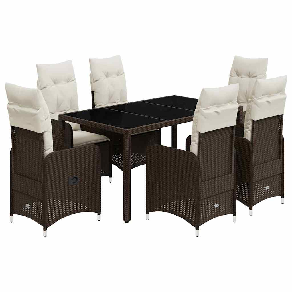 Set Bistrò da Giardino 3 pz con Cuscini in Polyrattan Marrone - immagine 2