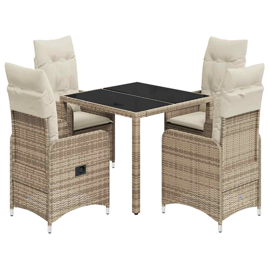 Set da Bistrò da Giardino 5 pz con Cuscini Beige in Polyrattan - immagine 2