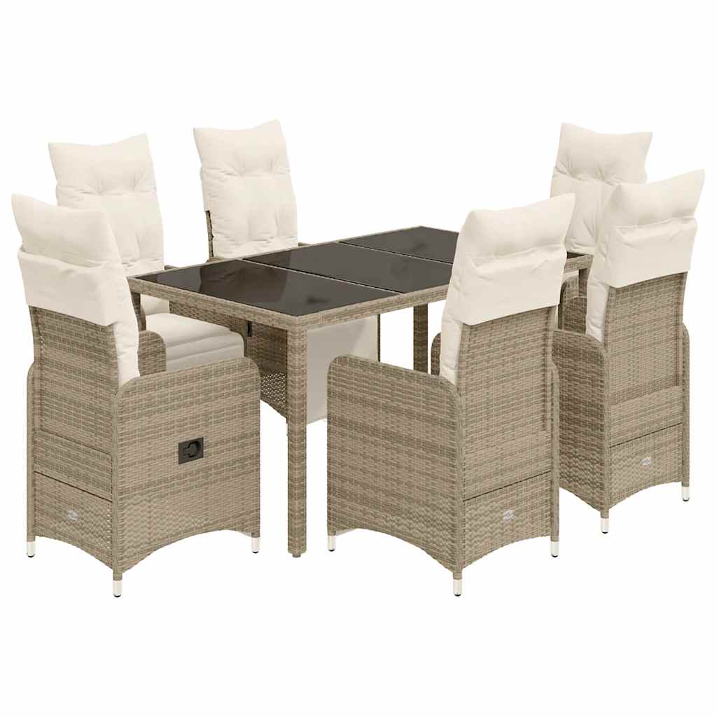 Set Bistrò da Giardino 7 pz con Cuscini in Polyrattan Marrone - immagine 2