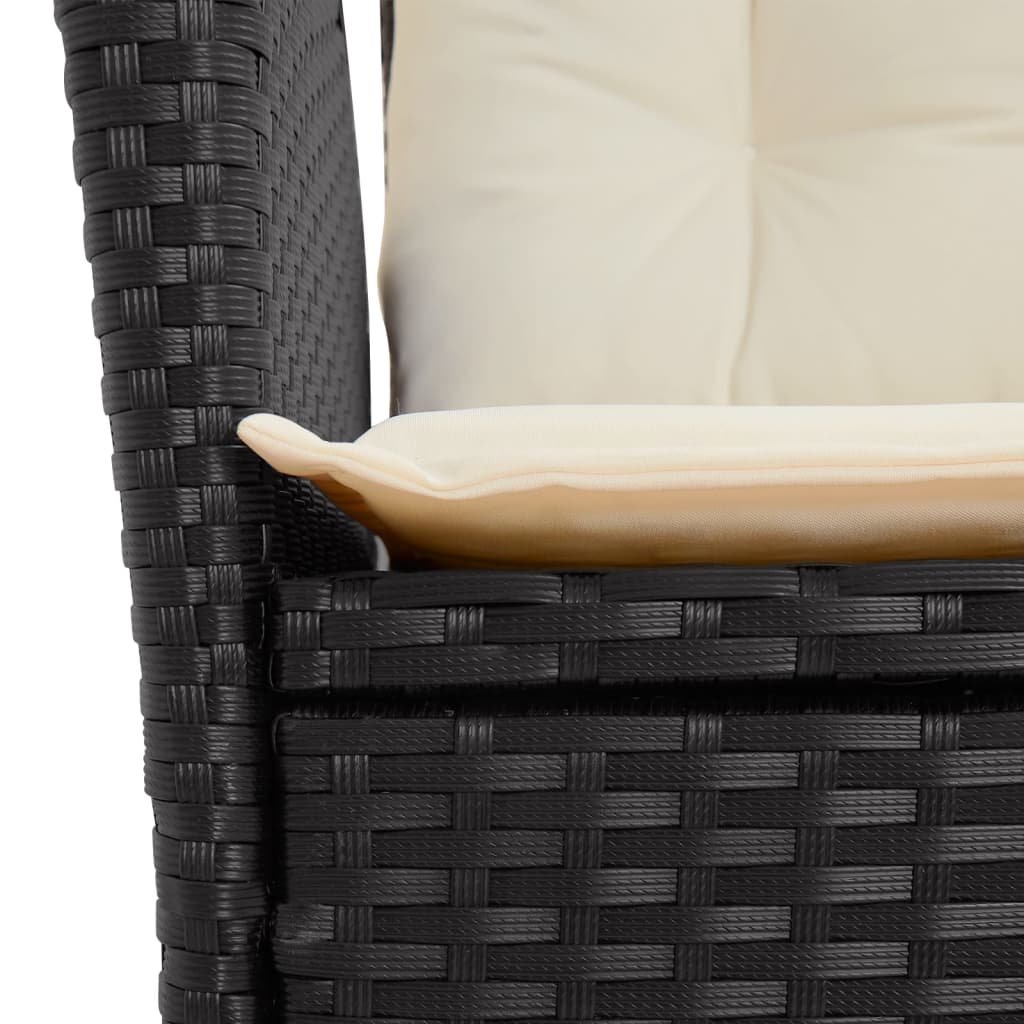 Set da Pranzo da Giardino 5 pz Nero con Cuscini in Polyrattan - immagine 5