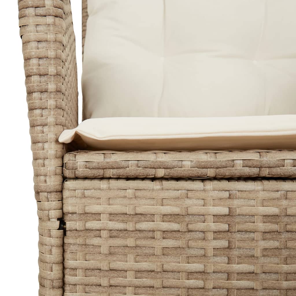 Set da Pranzo da Giardino 4 pz con Cuscini Beige in Polyrattan - immagine 7