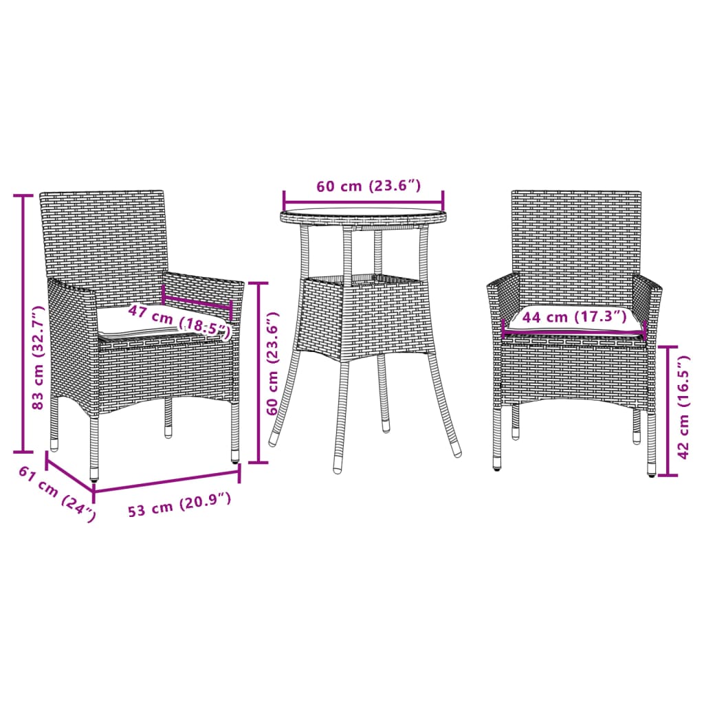 Set da Pranzo da Giardino 5 pz con Cuscini Polyrattan e Vetro - immagine 6