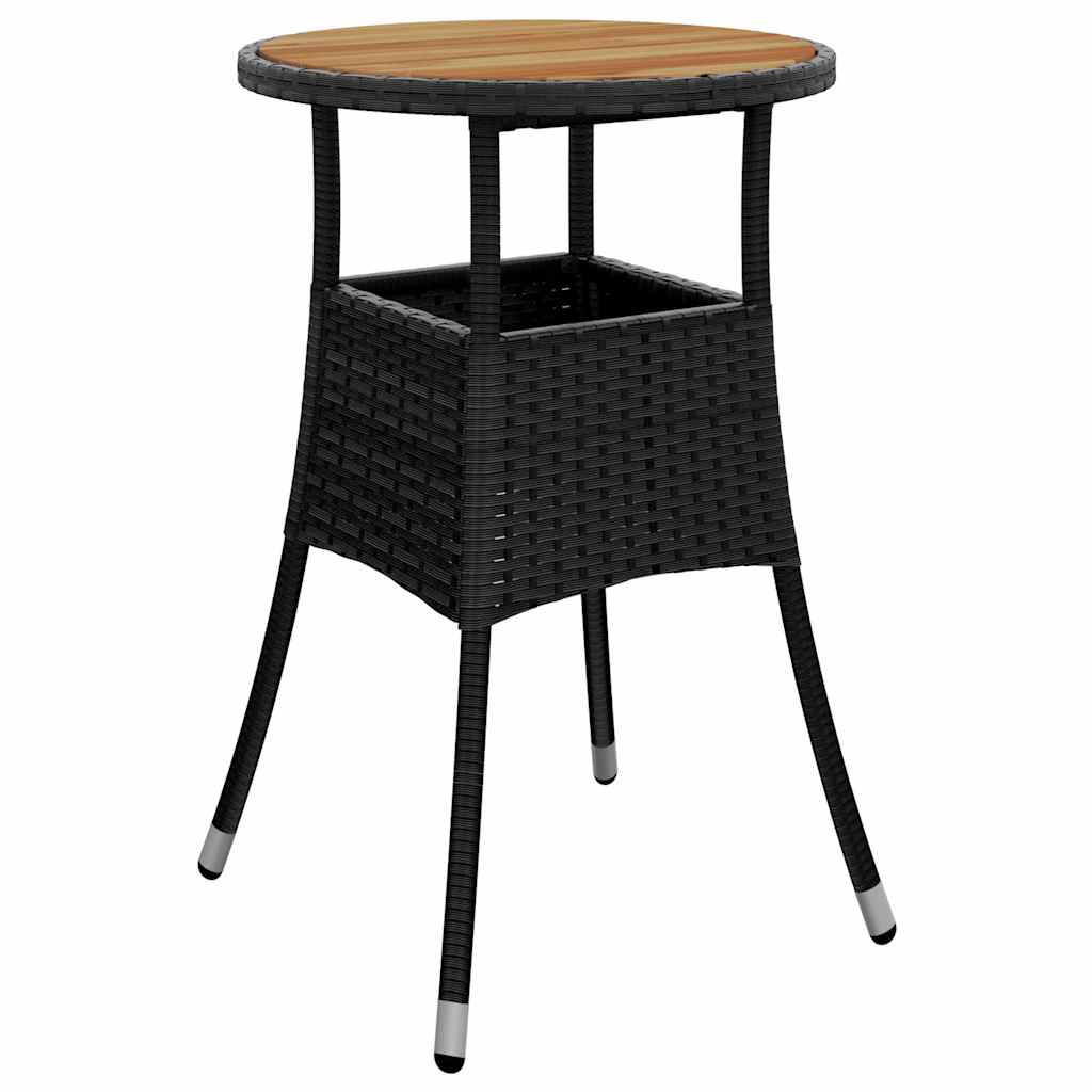 Set Pranzo da Giardino 5 pz con Cuscini Nero Polyrattan Acacia - immagine 4