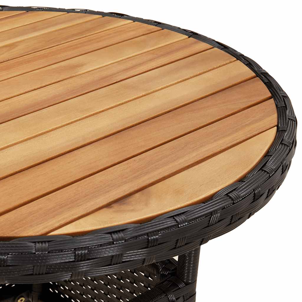 Set Pranzo da Giardino 5 pz con Cuscini Nero Polyrattan Acacia - immagine 6