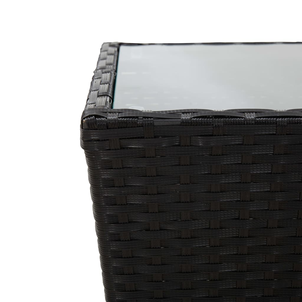 Set da Bistrò 3 pz con Cuscini Nero Polyrattan e Vetro - immagine 6