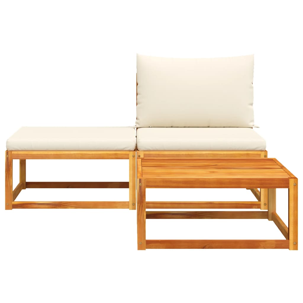 Set di divani da giardino 3 pezzi con cuscini in legno di acacia e corda - immagine 4