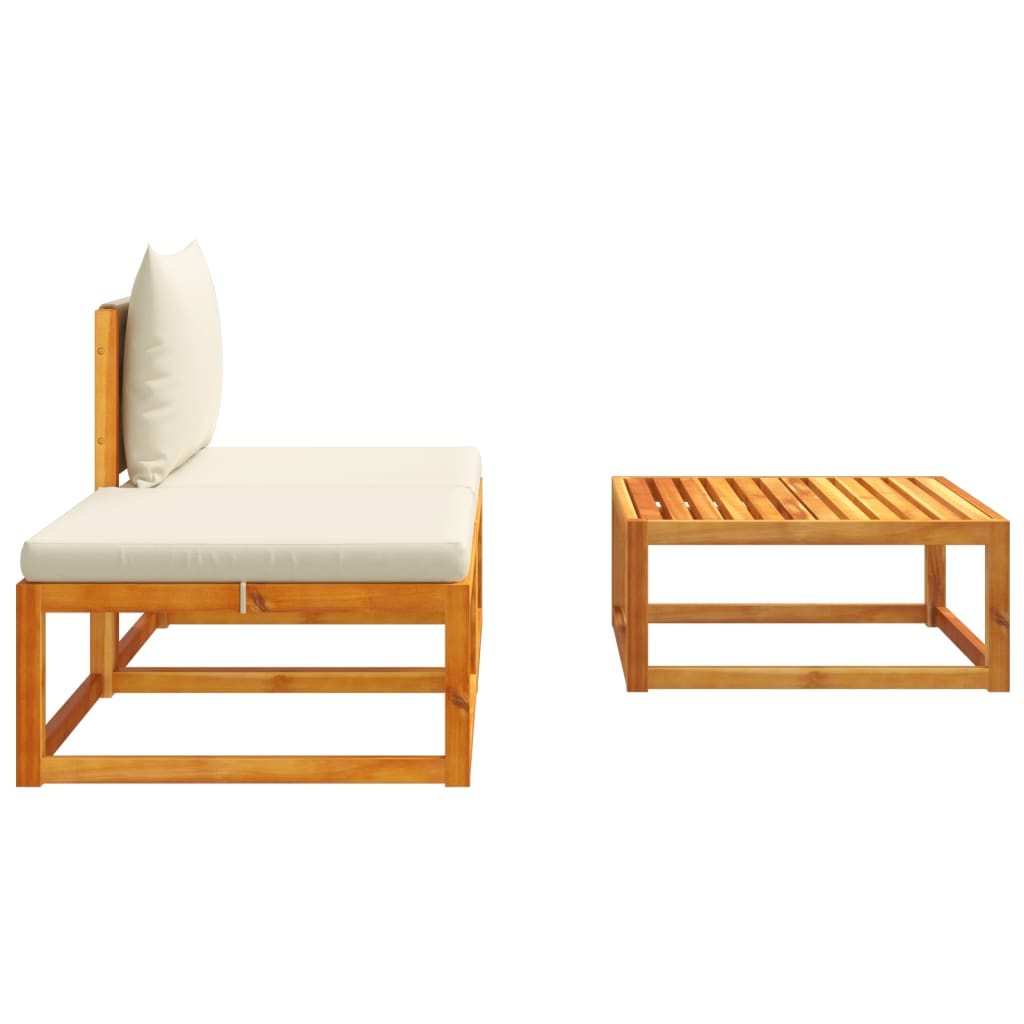 Set di divani da giardino 3 pezzi con cuscini in legno di acacia e corda - immagine 5