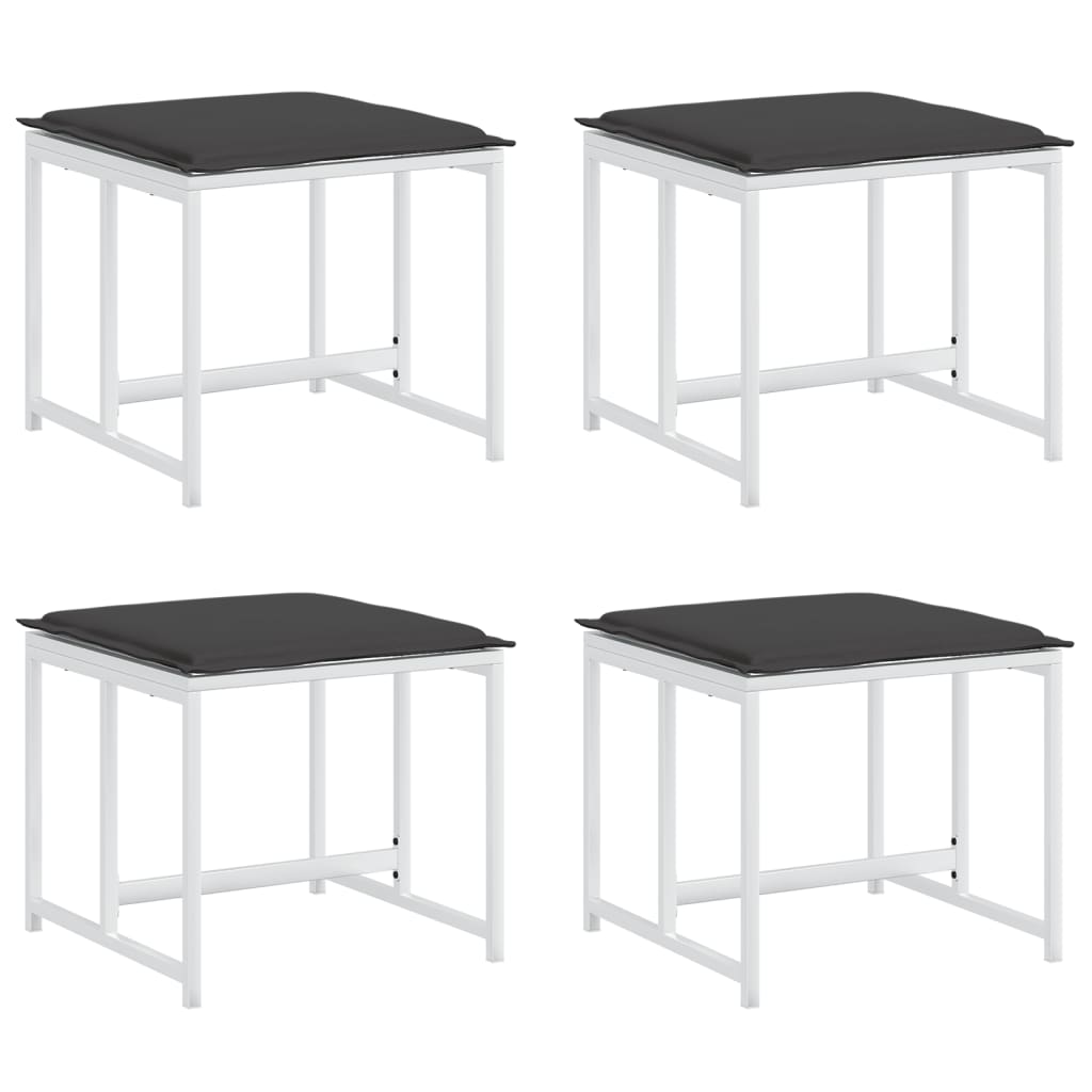 Sgabelli Giardino con Cuscini 4 pz Bianchi Acciaio e Textilene - immagine 2