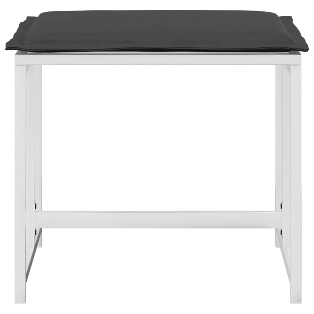 Sgabelli Giardino con Cuscini 4 pz Bianchi Acciaio e Textilene - immagine 4