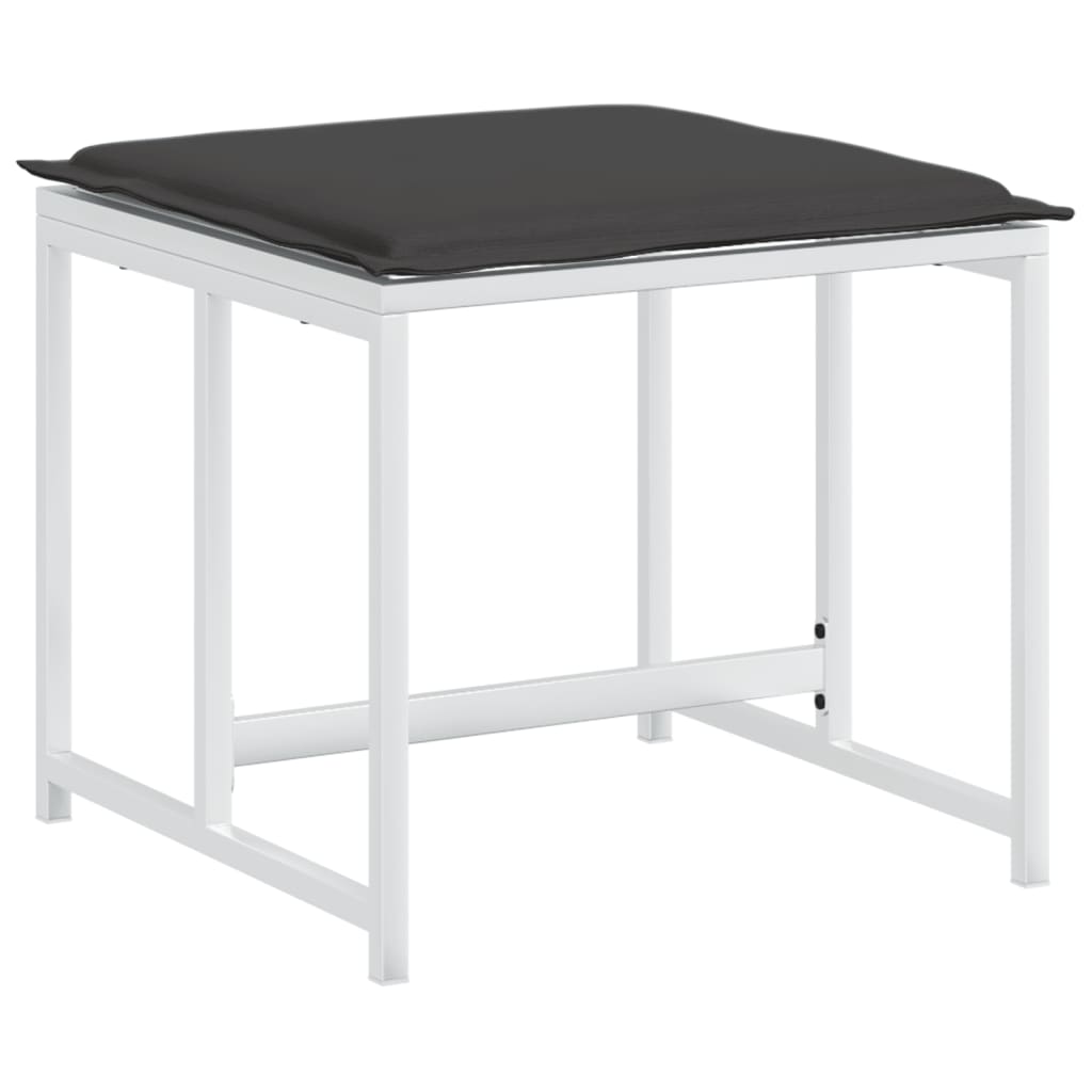 Sgabelli Giardino con Cuscini 4 pz Bianchi Acciaio e Textilene - immagine 5