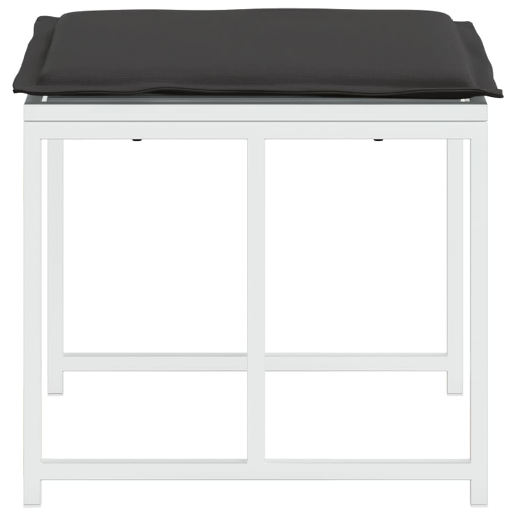 Sgabelli Giardino con Cuscini 4 pz Bianchi Acciaio e Textilene - immagine 6