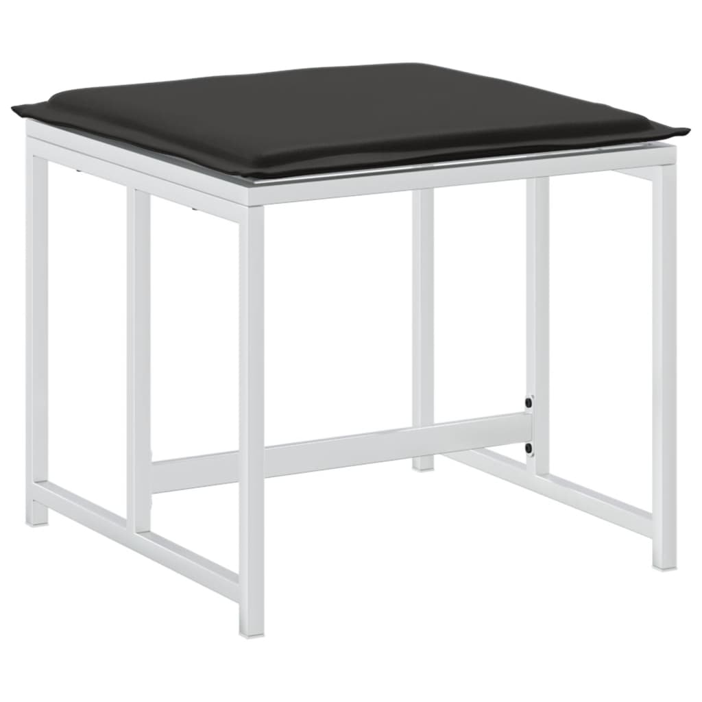 Sgabelli Giardino con Cuscini 4 pz Bianchi Acciaio e Textilene - immagine 7