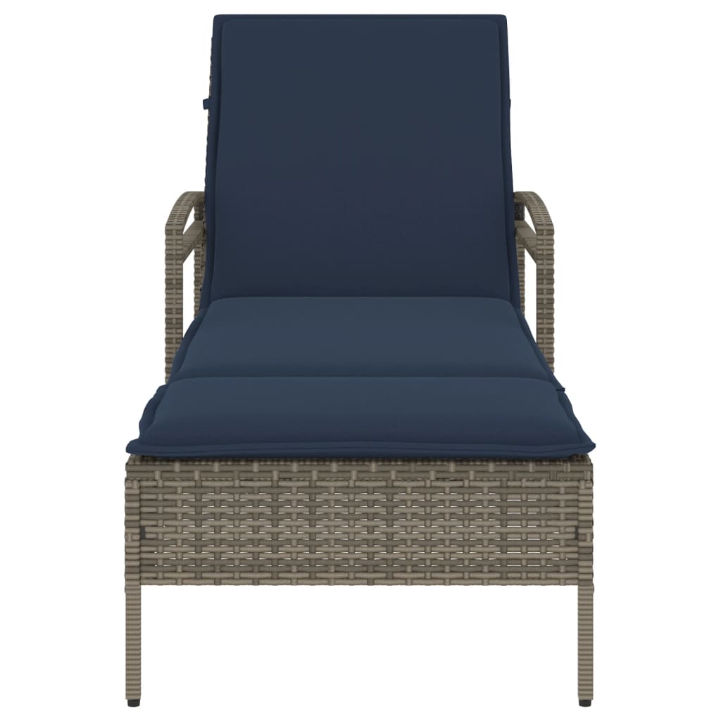 Lettino Prendisole con Cuscino Grigio 63x200x81 cm in Polyrattan (solo USA) - immagine 4
