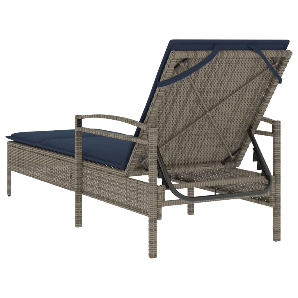 Lettino Prendisole con Cuscino Grigio 63x200x81 cm in Polyrattan (solo USA) - immagine 6