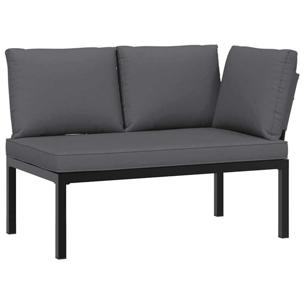 Set Divani da Giardino 3 pz con Cuscini in Alluminio Nero - immagine 3