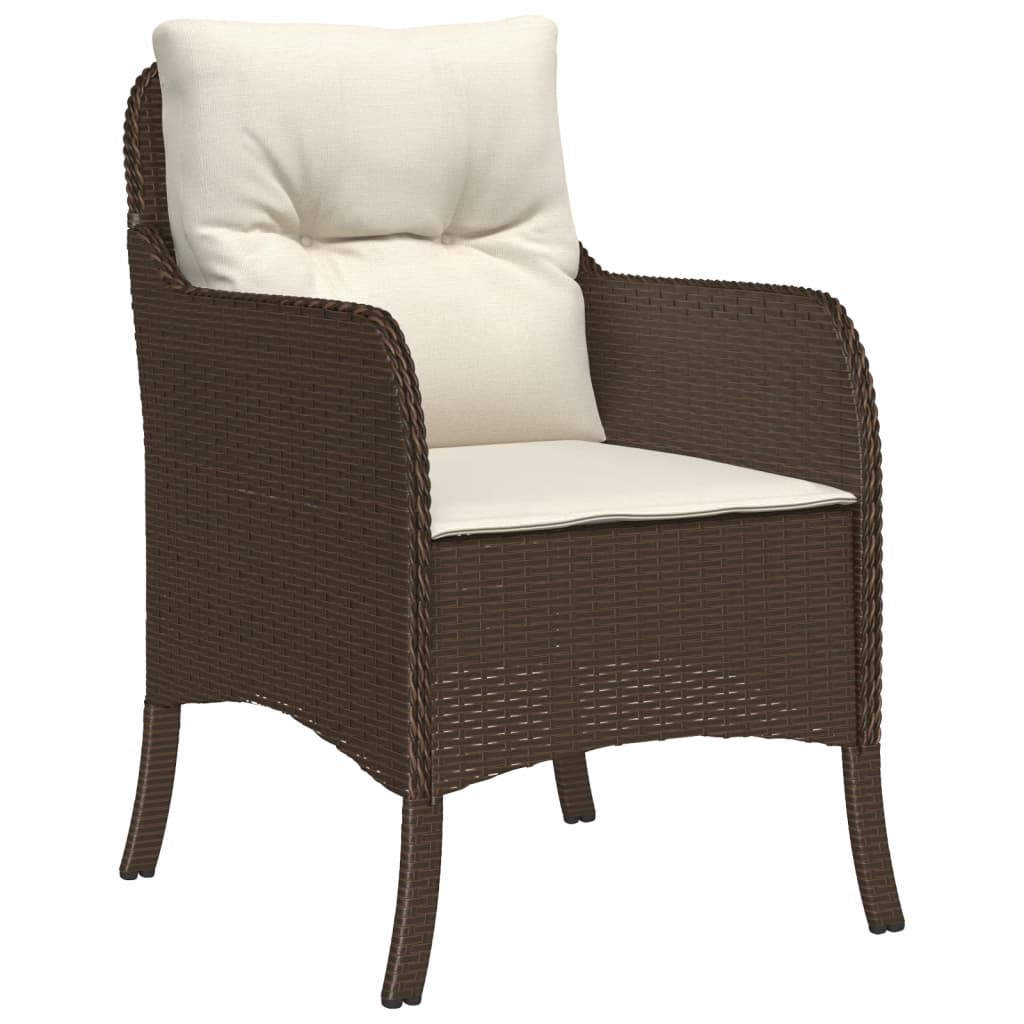 Set da Pranzo da Giardino 7pz con Cuscini in Polyrattan Marrone - immagine 3