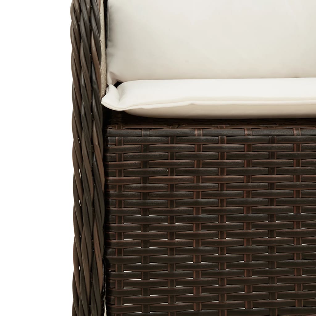 Set da Pranzo da Giardino 7pz con Cuscini in Polyrattan Marrone - immagine 4