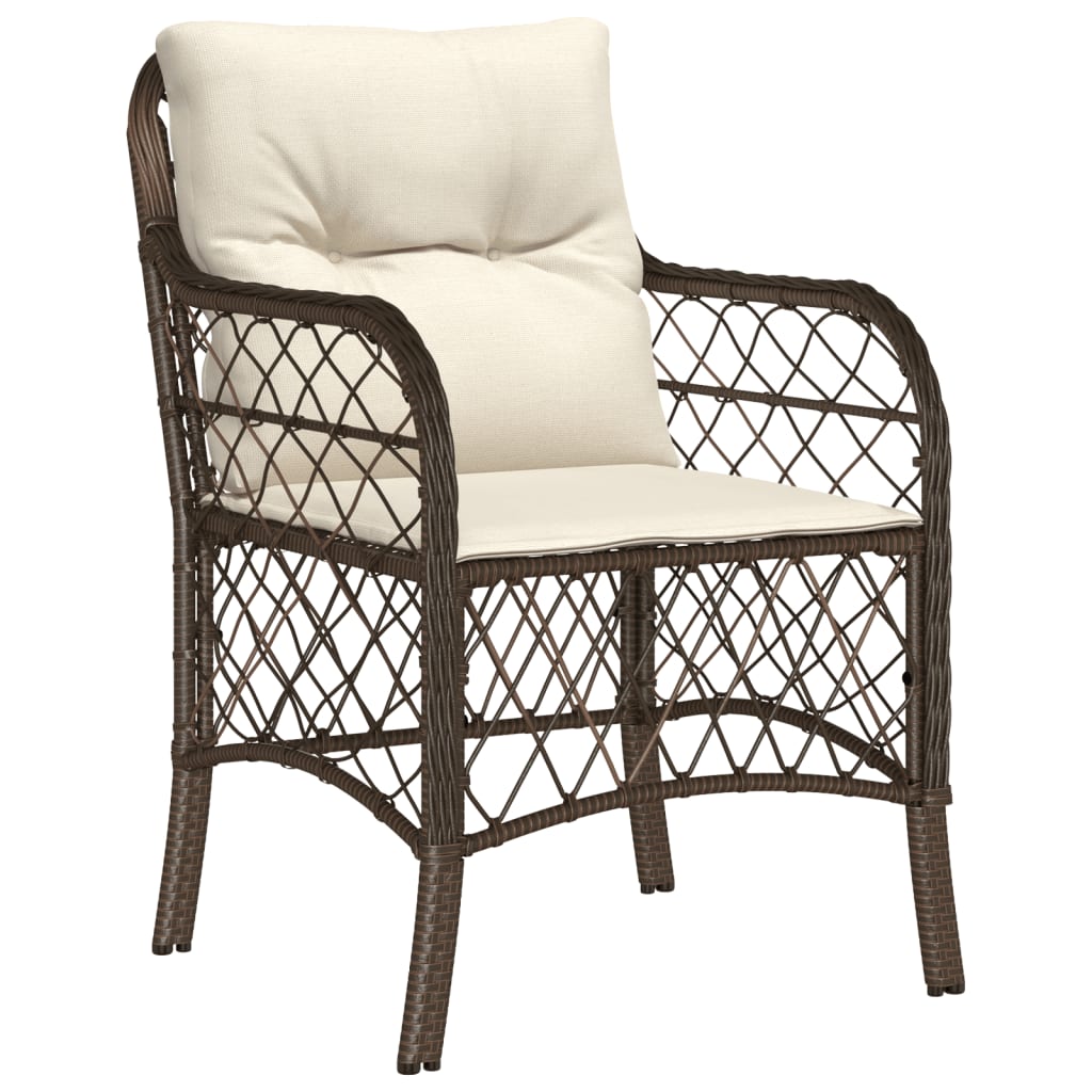 Set da Pranzo da Giardino 5pz con Cuscini in Polyrattan Marrone - immagine 3