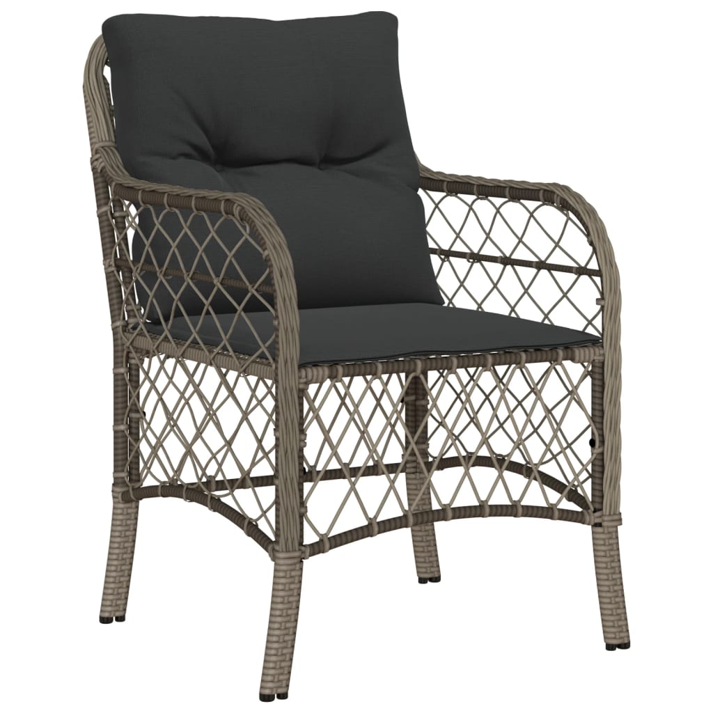Set da Pranzo da Giardino 7 pz con Cuscini in Polyrattan Grigio - immagine 3