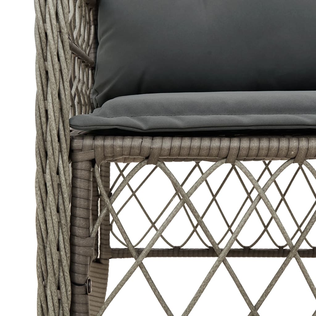 Set da Pranzo da Giardino 7 pz con Cuscini in Polyrattan Grigio - immagine 5
