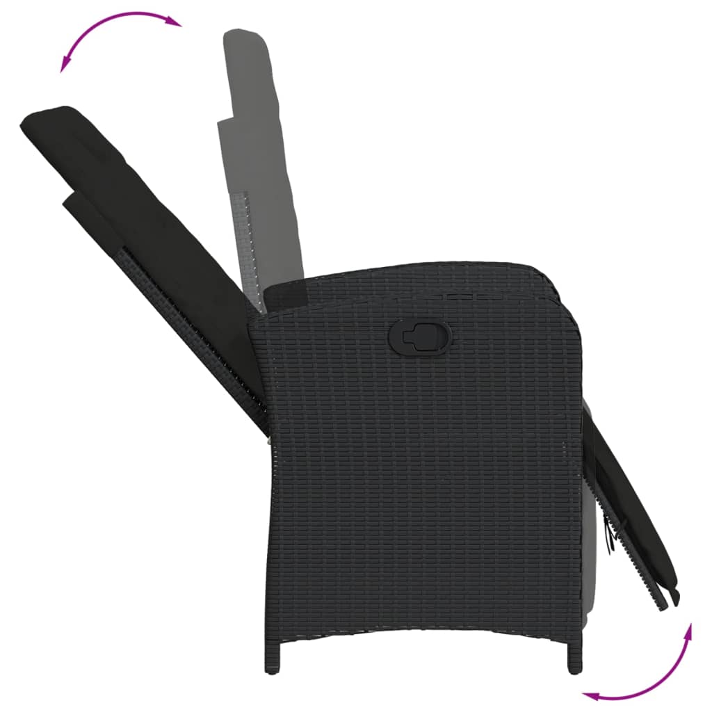 Set da Bistrò 3 pz con Cuscini Nero in Polyrattan - immagine 4