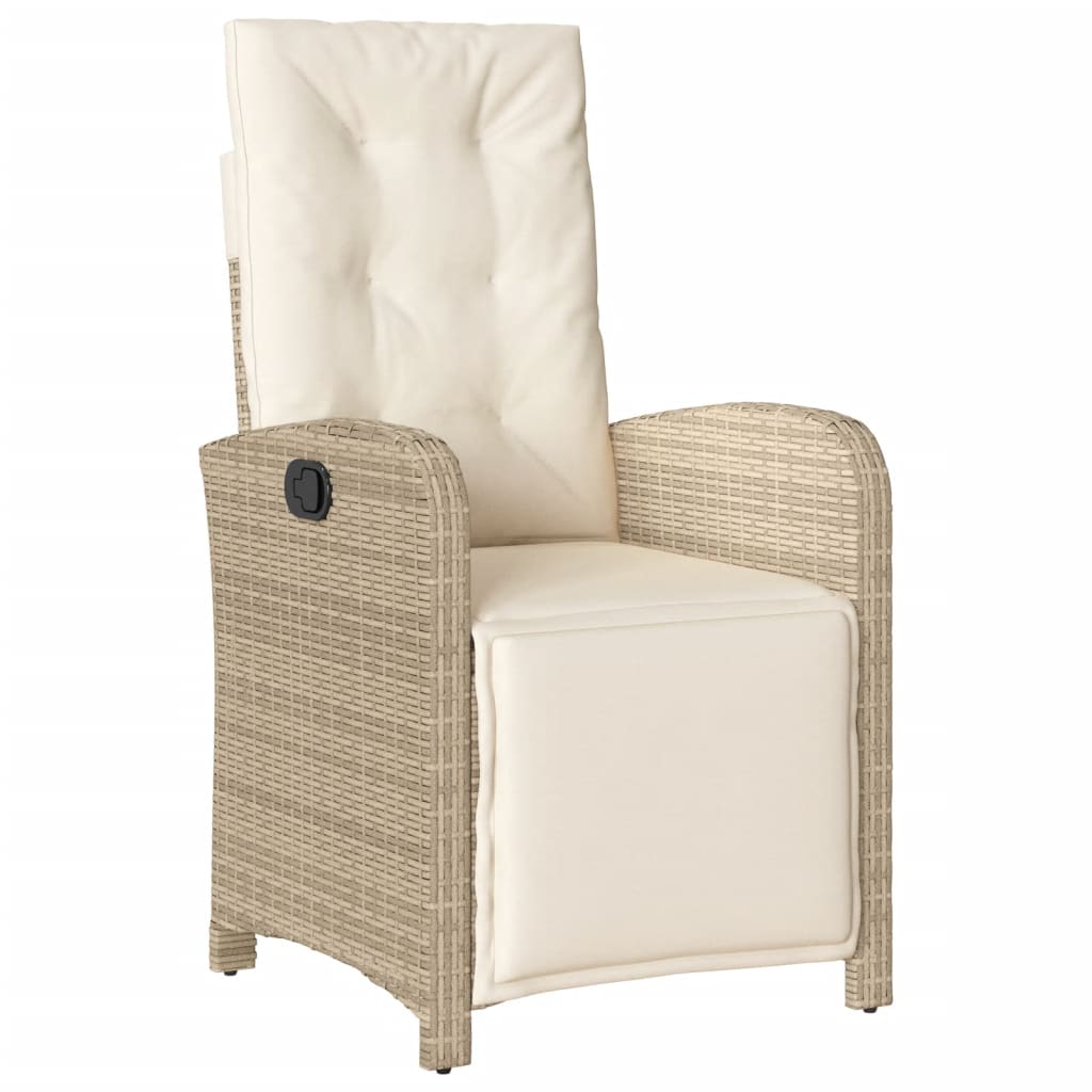 Set da Pranzo da Giardino 9 pz con Cuscini Beige in Polyrattan - immagine 3