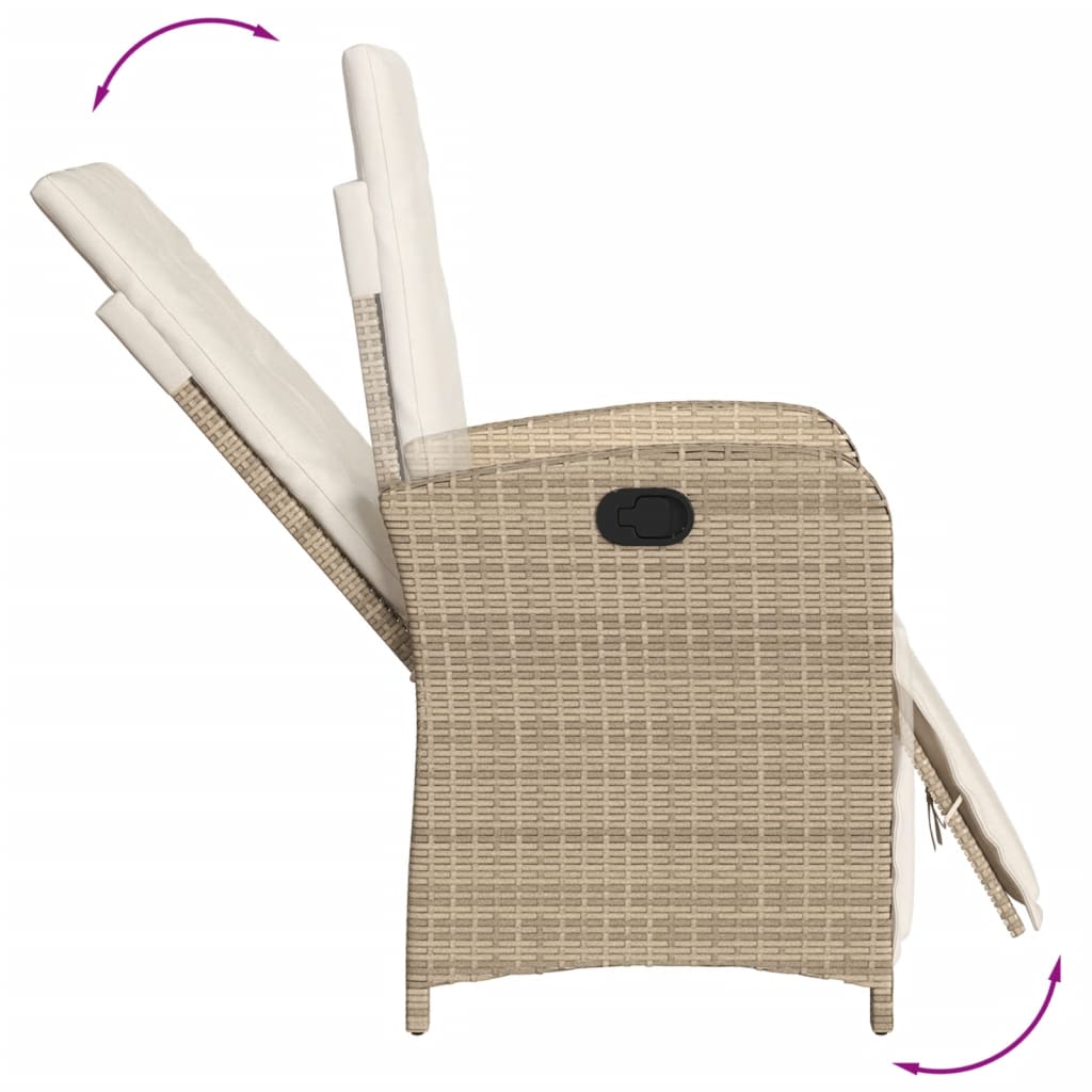 Set da Pranzo da Giardino 9 pz con Cuscini Beige in Polyrattan - immagine 4