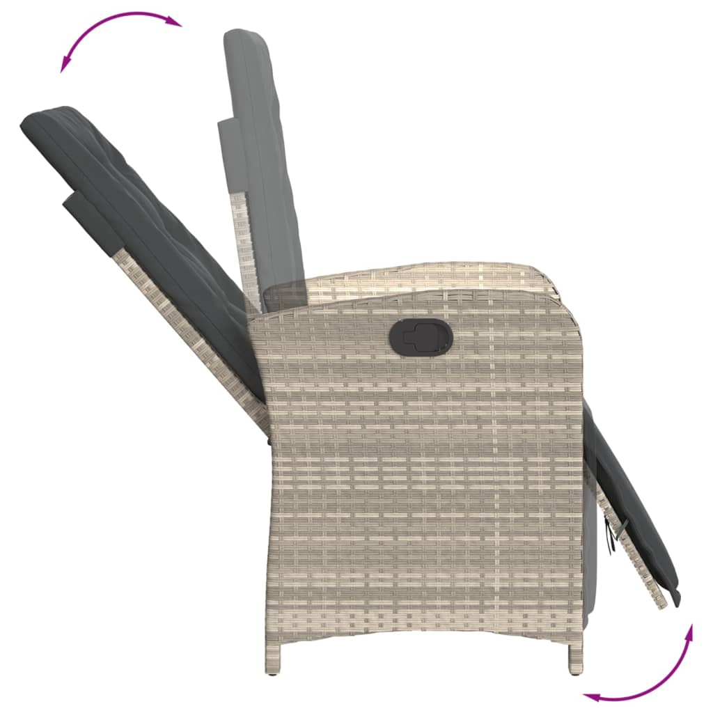 Set Pranzo da Giardino 5pz con Cuscini Grigio Chiaro Polyrattan - immagine 5