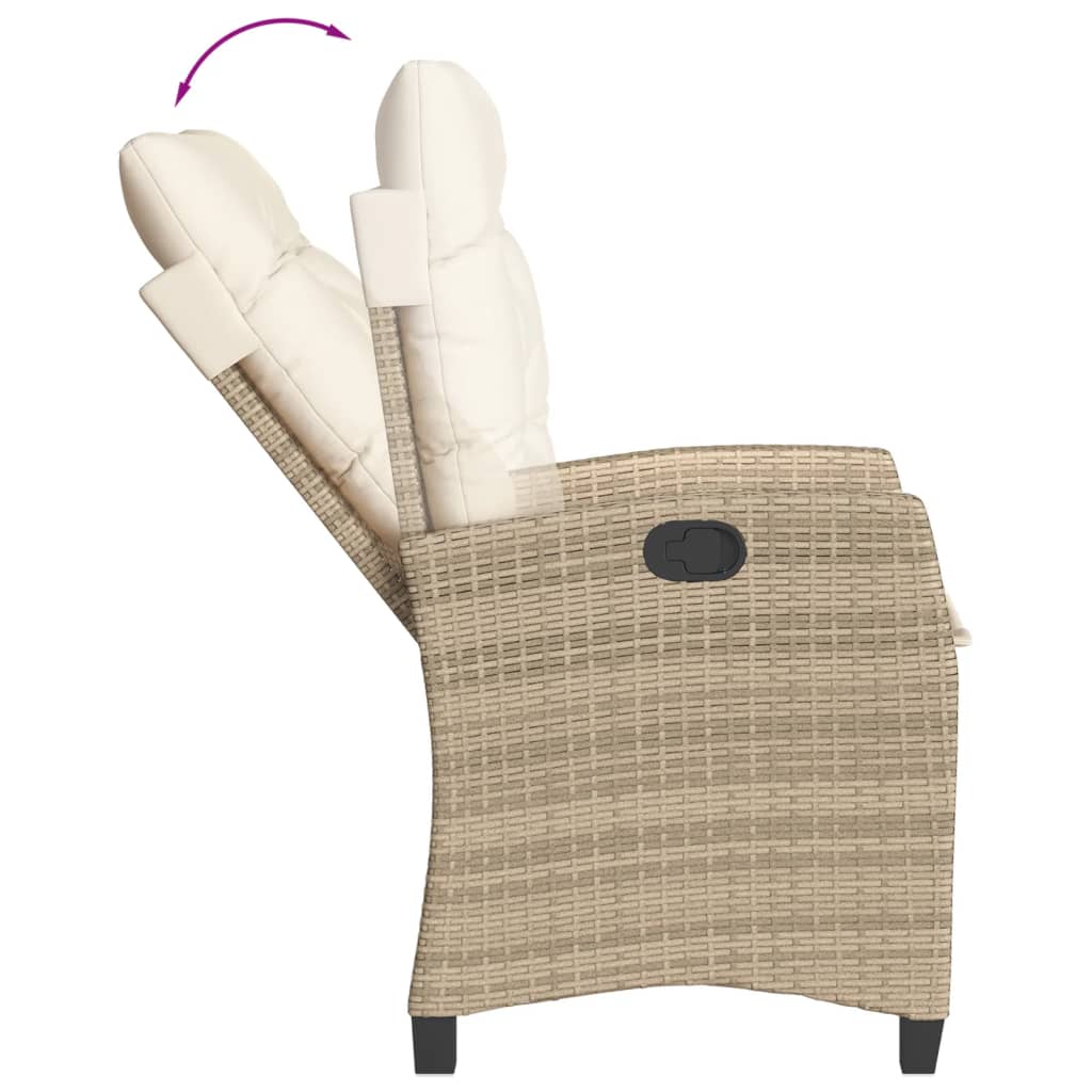 Set da Pranzo da Giardino 5 pz con Cuscini Beige in Polyrattan - immagine 5