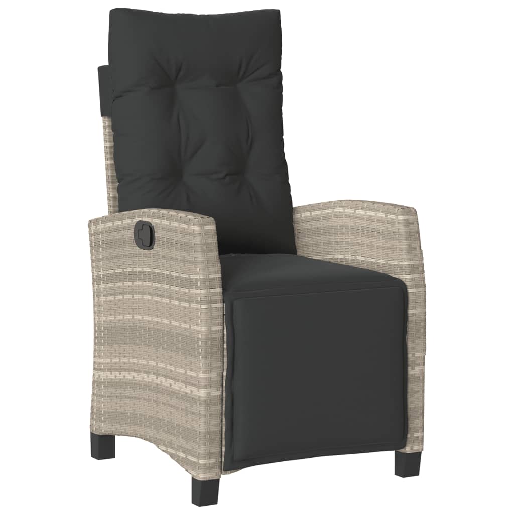 Set Pranzo da Giardino 5pz con Cuscini Grigio Chiaro Polyrattan - immagine 3