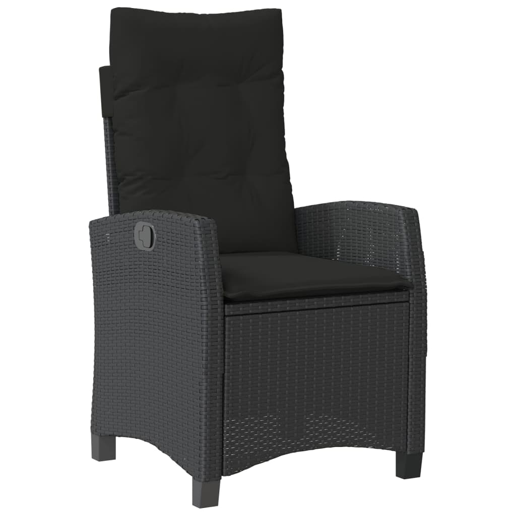 Set da Pranzo da Giardino 5 pz Nero con Cuscini in Polyrattan - immagine 3