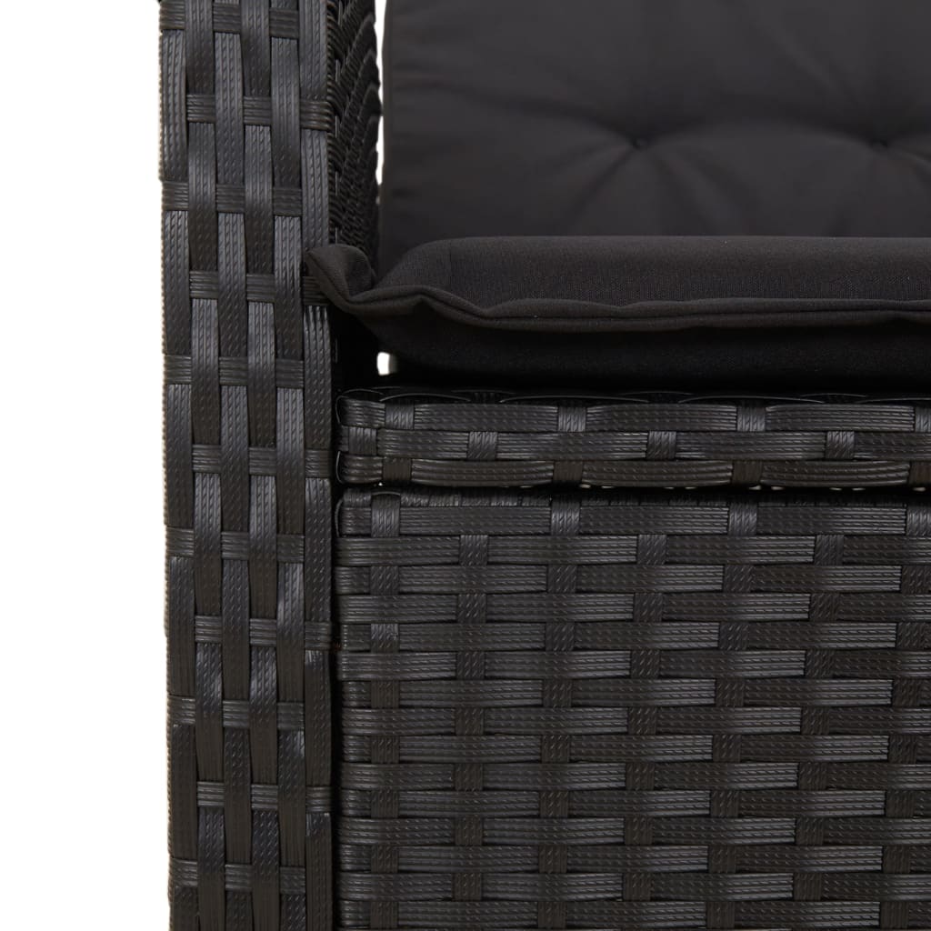 Set da Pranzo da Giardino 5 pz Nero con Cuscini in Polyrattan - immagine 4