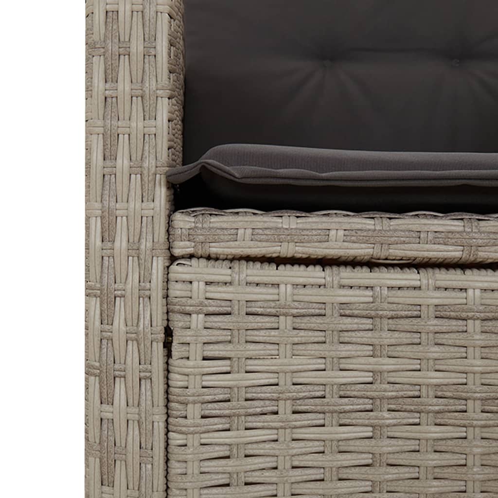 Set Pranzo da Giardino 5pz con Cuscini Grigio Chiaro Polyrattan - immagine 4