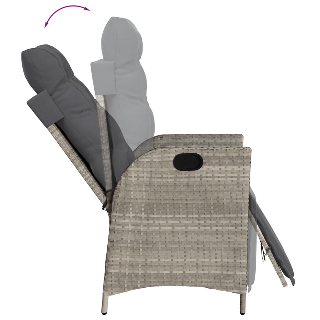 Set Pranzo da Giardino 5pz con Cuscini Grigio Chiaro Polyrattan - immagine 4