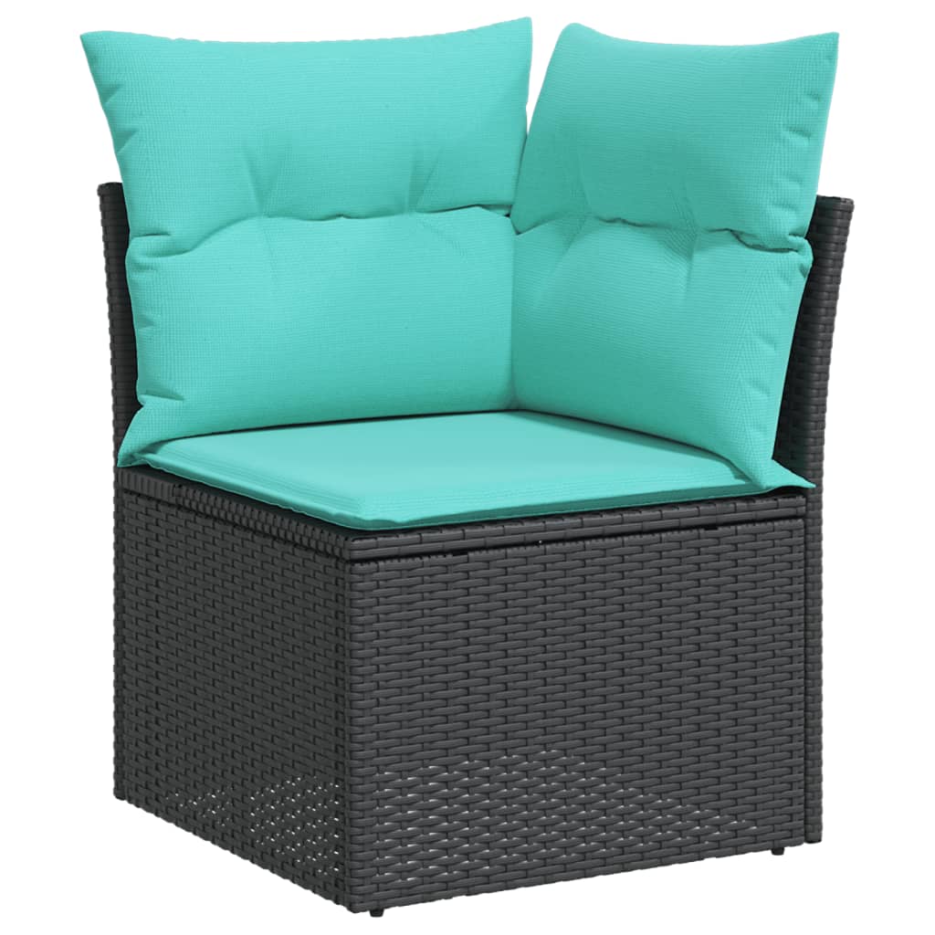 Set Divani da Giardino 10 pz con Cuscini Nero in Polyrattan - immagine 5