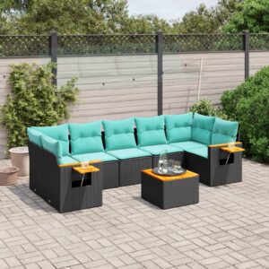 Set Divani da Giardino 8 pz con Cuscini Nero in Polyrattan