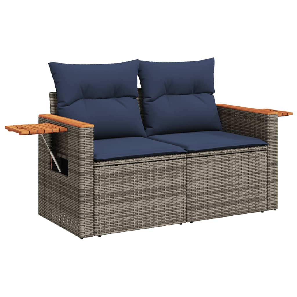 Set Divani da Giardino 5 pz con Cuscini Nero in Polyrattan - immagine 3
