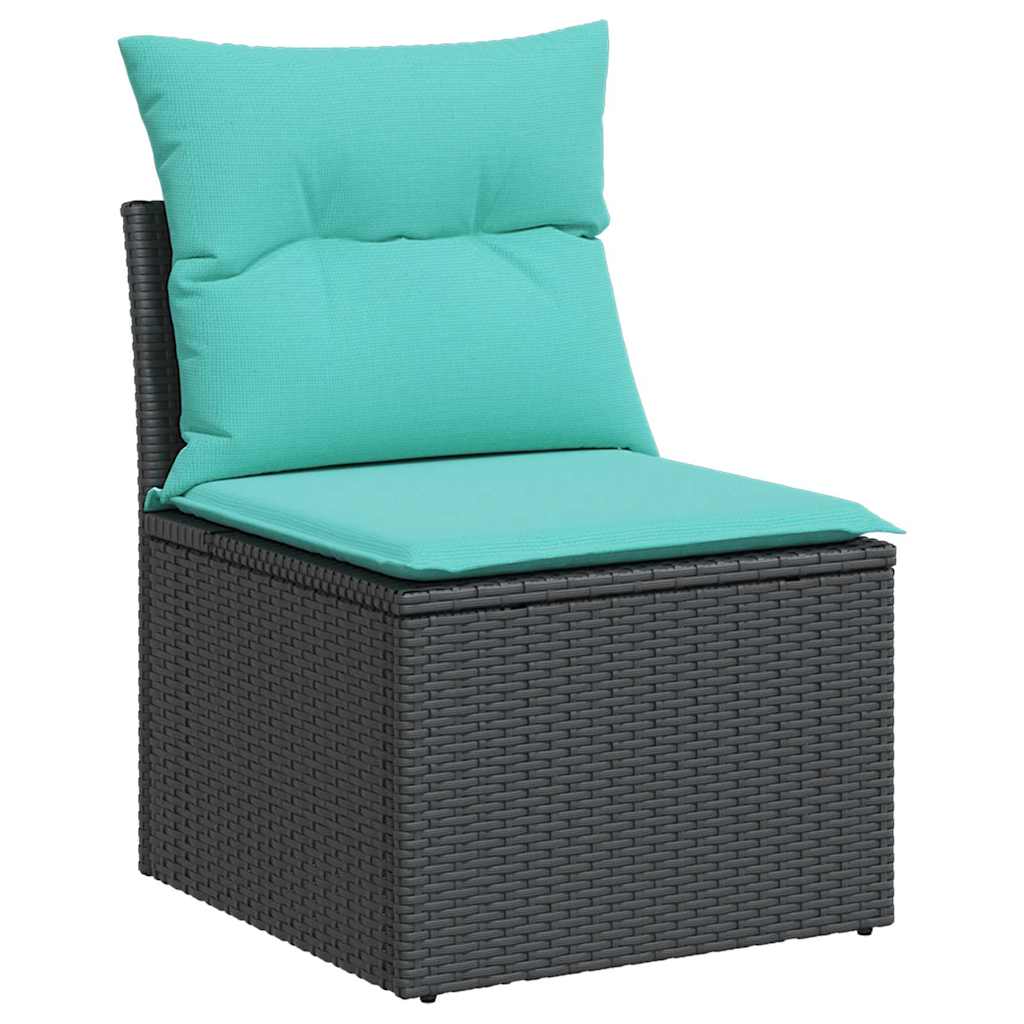 Set Divani da Giardino 7 pz con Cuscini Nero in Polyrattan - immagine 5