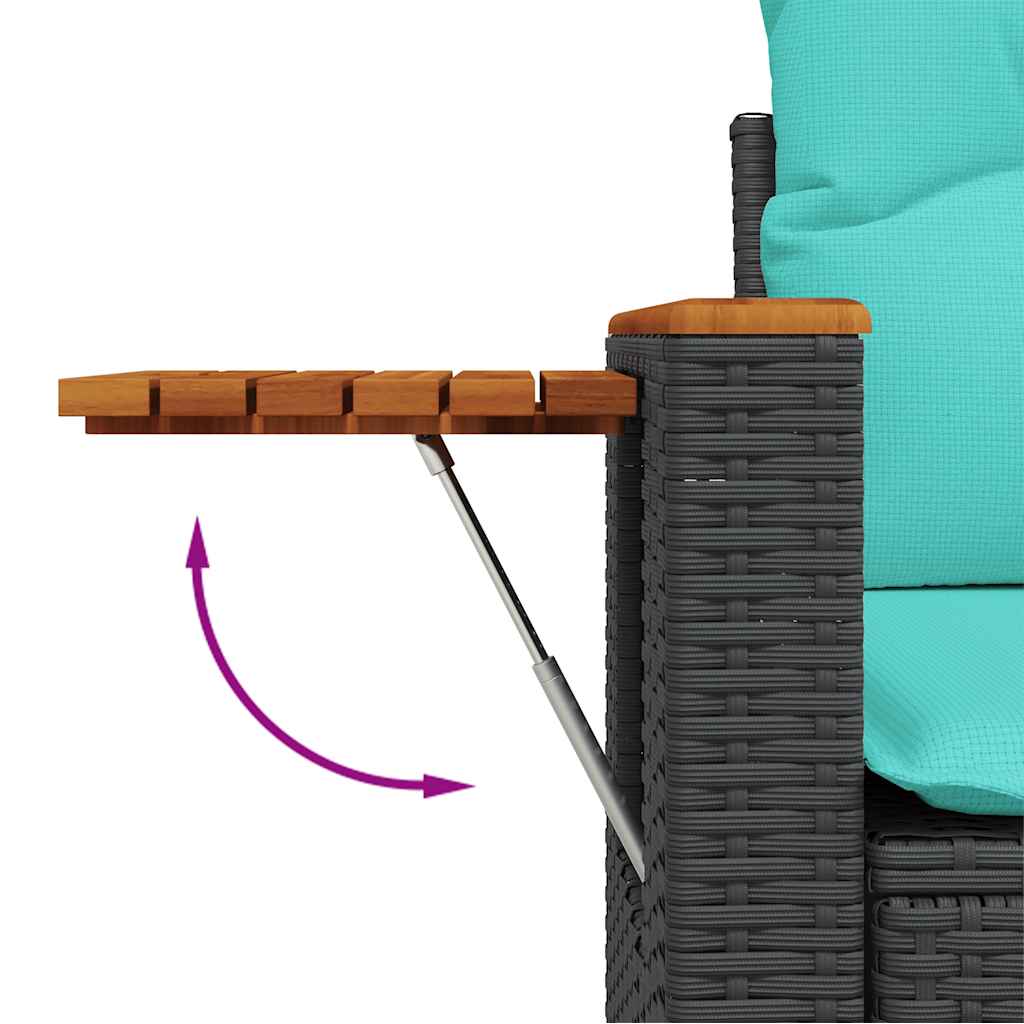 Set Divani da Giardino 7 pz con Cuscini Nero in Polyrattan - immagine 8