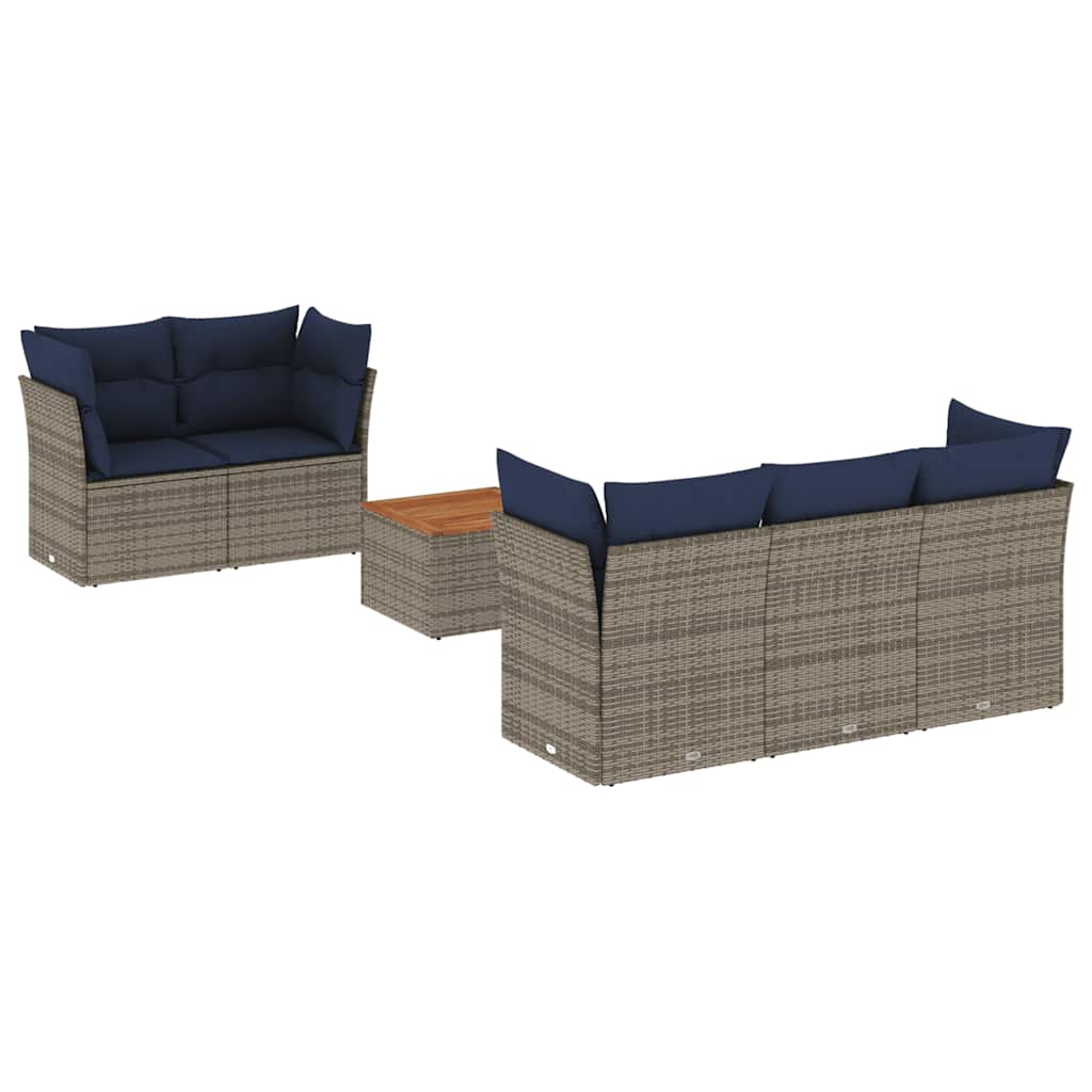 Set Divani da Giardino 6 pz con Cuscini Nero in Polyrattan - immagine 2