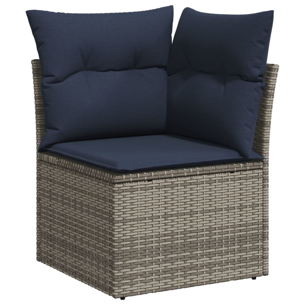 Set Divani da Giardino 11 pz con Cuscini in Polyrattan Grigio - immagine 4