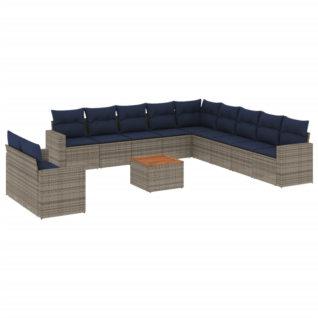Set Divani da Giardino 12 pz con Cuscini Grigio in Polyrattan - immagine 2